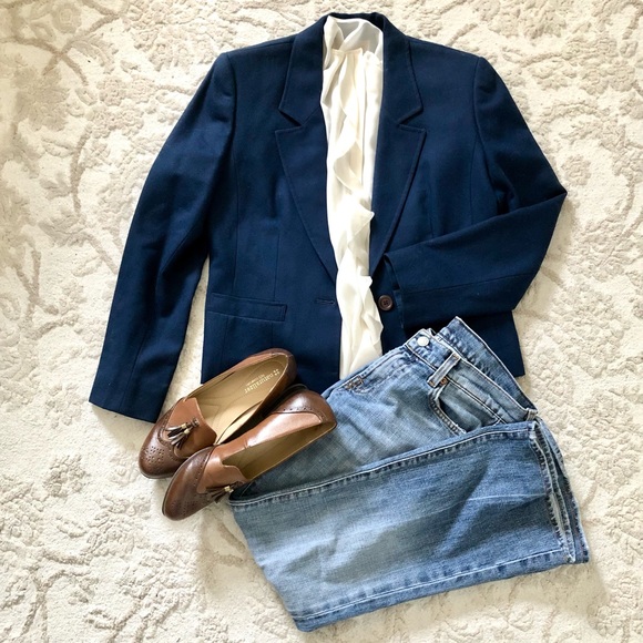 Pendleton Jackets & Blazers - Vintage Pendleton Petite Women’s Virgin Wool One Button Blazer, Navy Size 6P